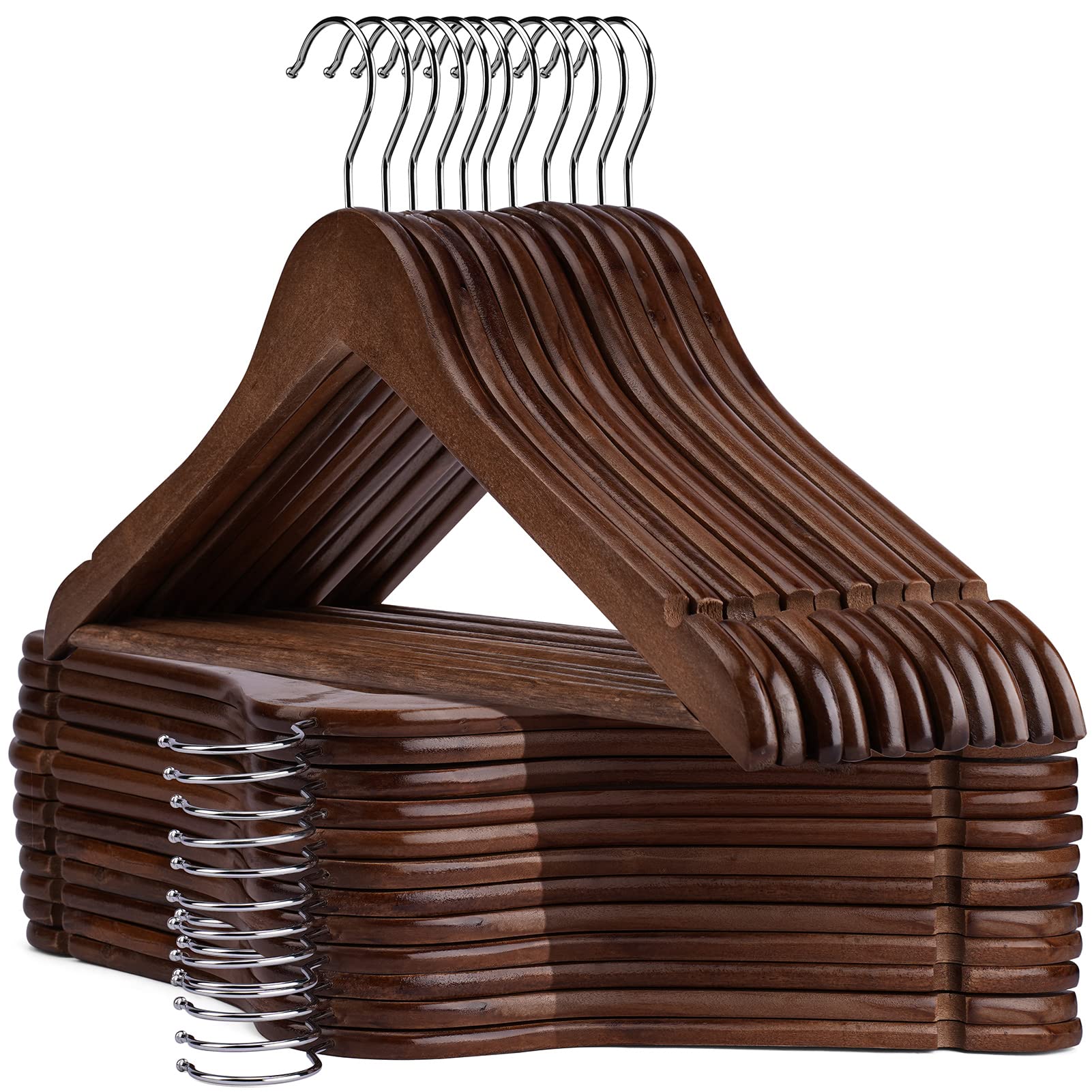 UINICOR wooden hangers 20-pack walnut finish for durable daily use