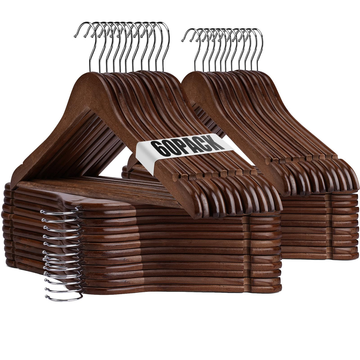 Uinicor wooden hanger 60-pack shows sturdy build for daily wear.