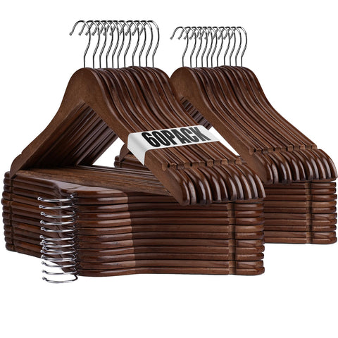 Uinicor wooden hanger 60-pack shows sturdy build for daily wear.