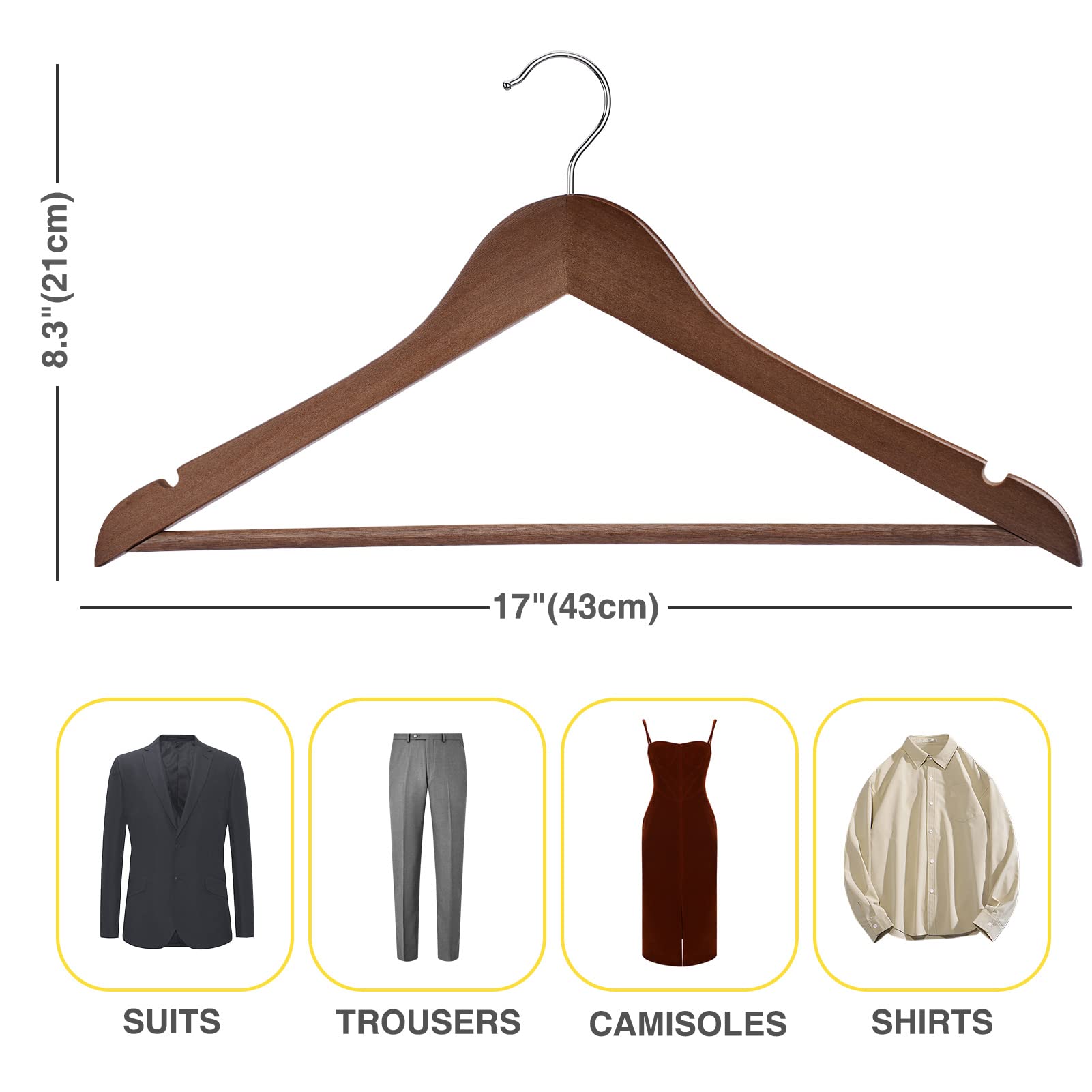 Versatile Uinicor hangers ideal for shirts, dresses, and coats in busy wardrobes.