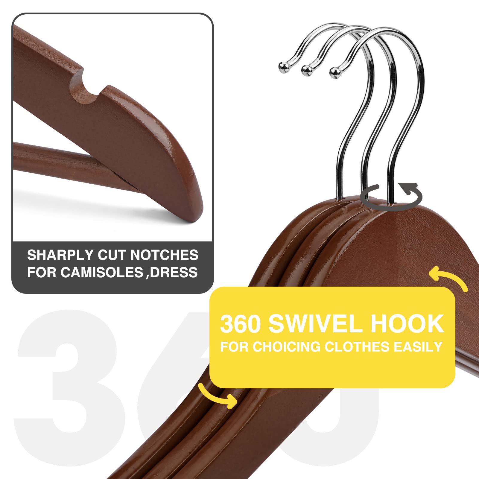 Uinicor hanger with precise notches and grooved shoulders to hold tops securely.