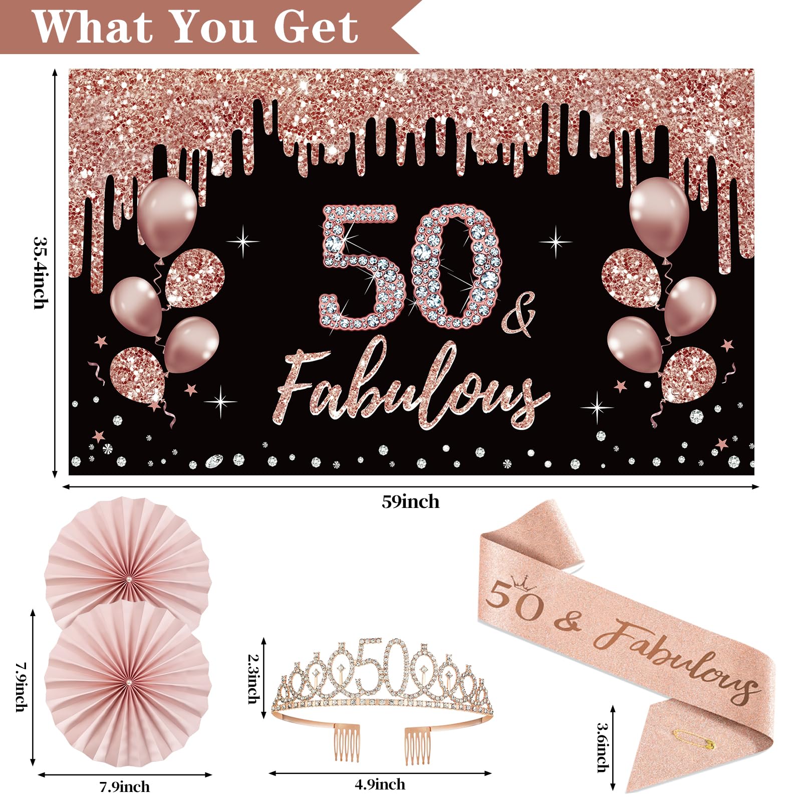 Uiorgui 50th birthday banner backdrop enhances decor