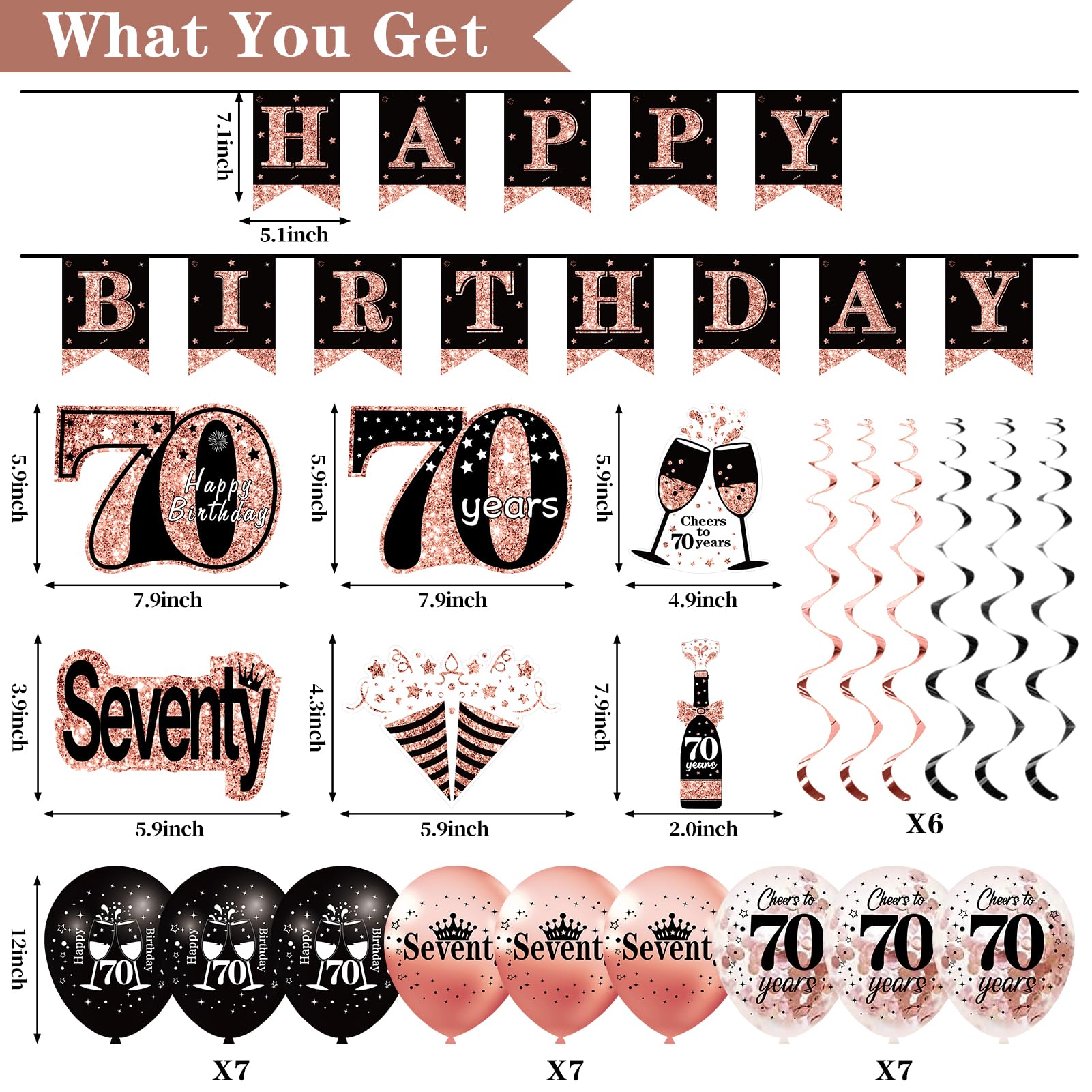 Uiorgui 70th birthday sash complements outfits with shimmering rose gold accents.