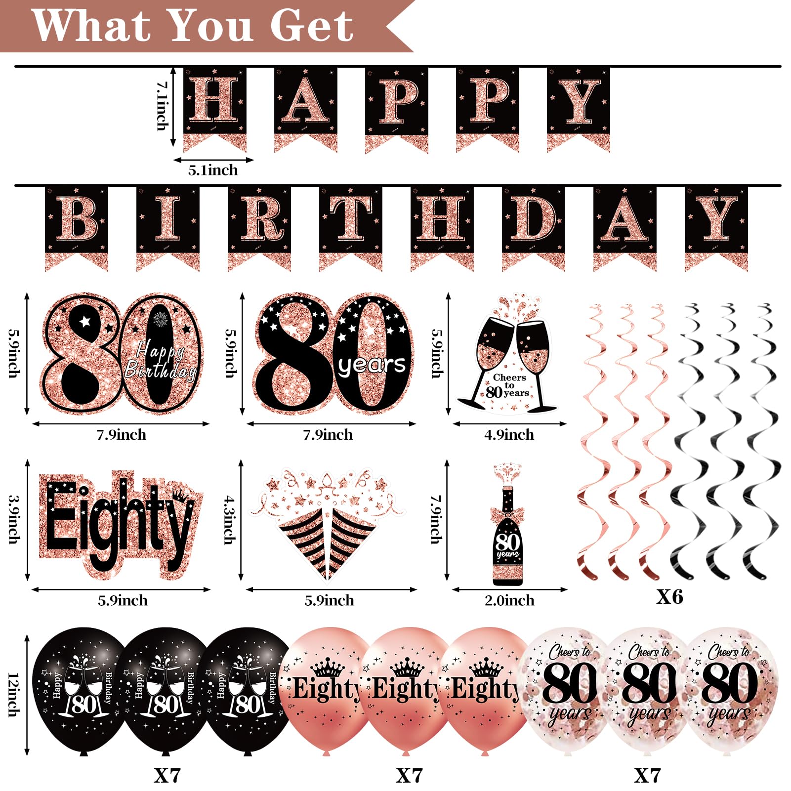 Uiorgui 80th birthday sash adds elegant rose gold detail while identifying the celebrant.