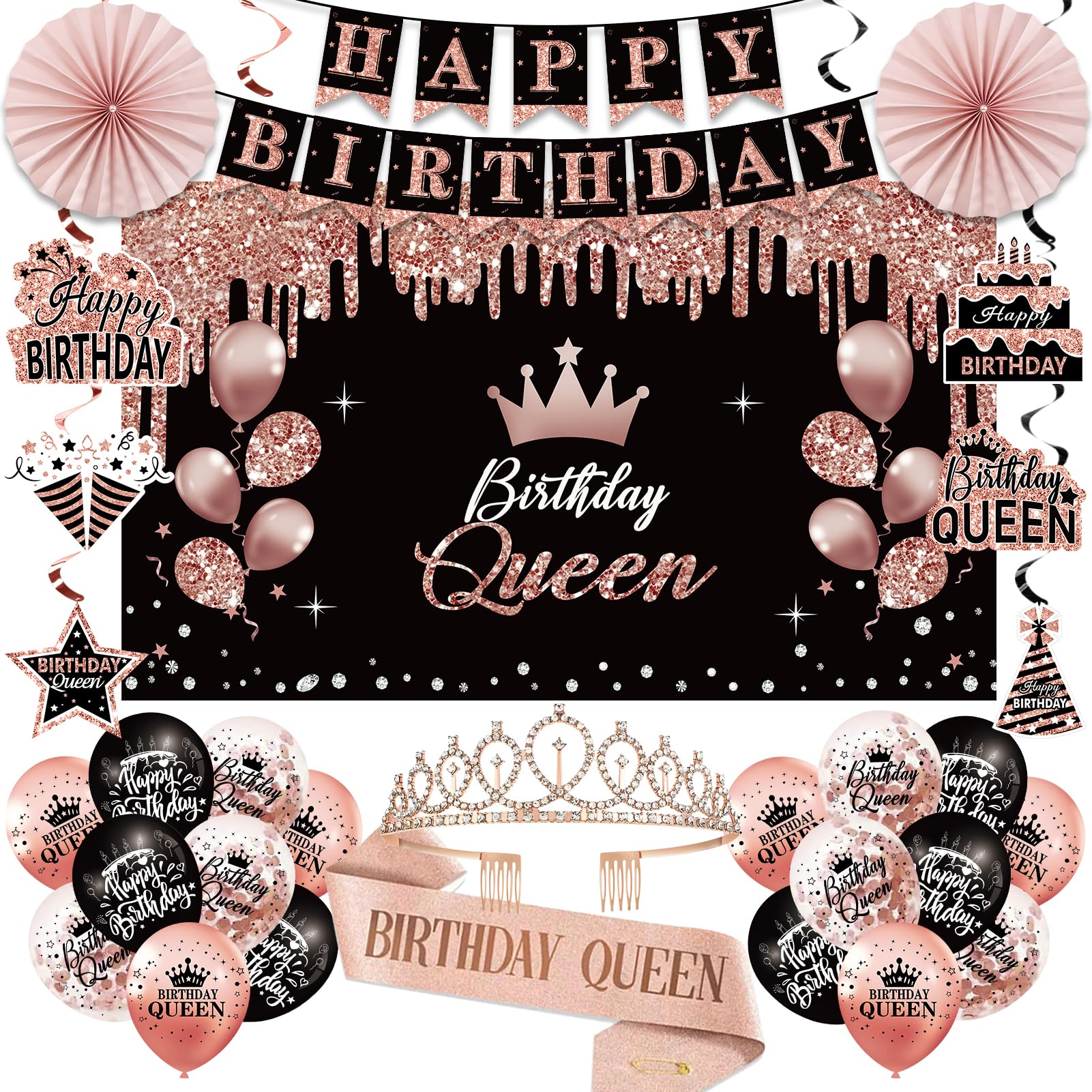 Uiorgui birthday queen crown shown as a chic photo prop for the guest of honor