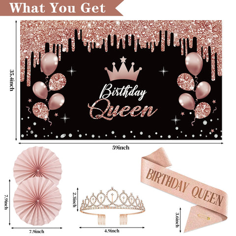 Uiorgui black rose gold banner creates an elegant backdrop for party photos
