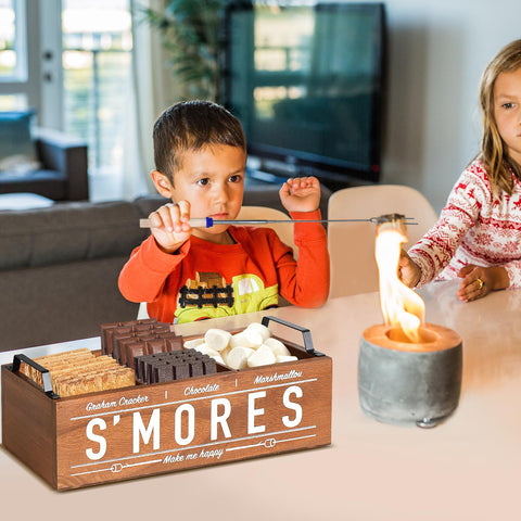 Uipame S'mores station features durable wood and anti-slip pads for stability.