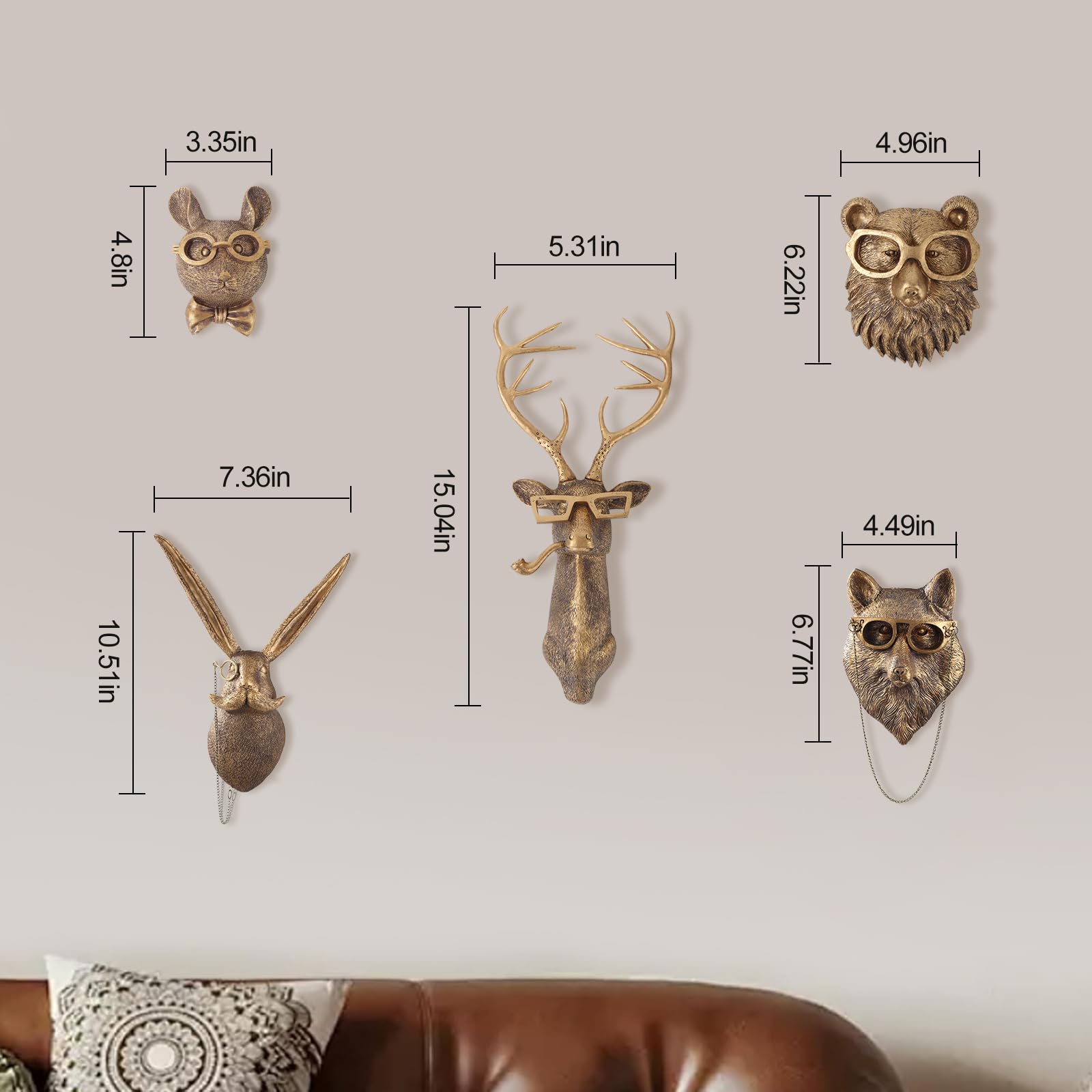 UITWMKTG animal head with glasses wall art for quirky style.