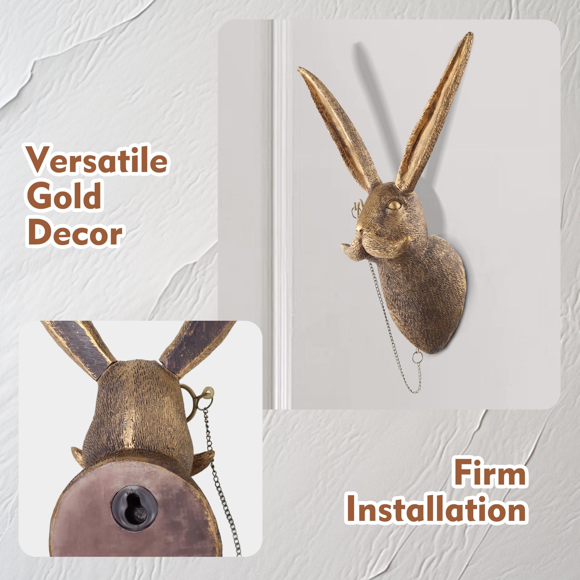 UITWMKTG gold animal head wall decor glasses-pipe detail adds quirky charm