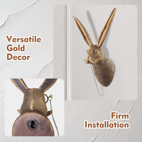 UITWMKTG gold animal head wall decor glasses-pipe detail adds quirky charm