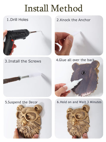 UITWMKTG gold animal head wall decor ideal gift for home offices