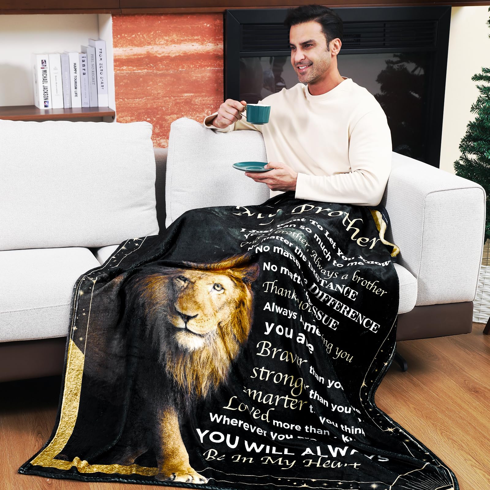 Ujifuis snuggle-ready blanket shown on a couch for relaxed evenings.