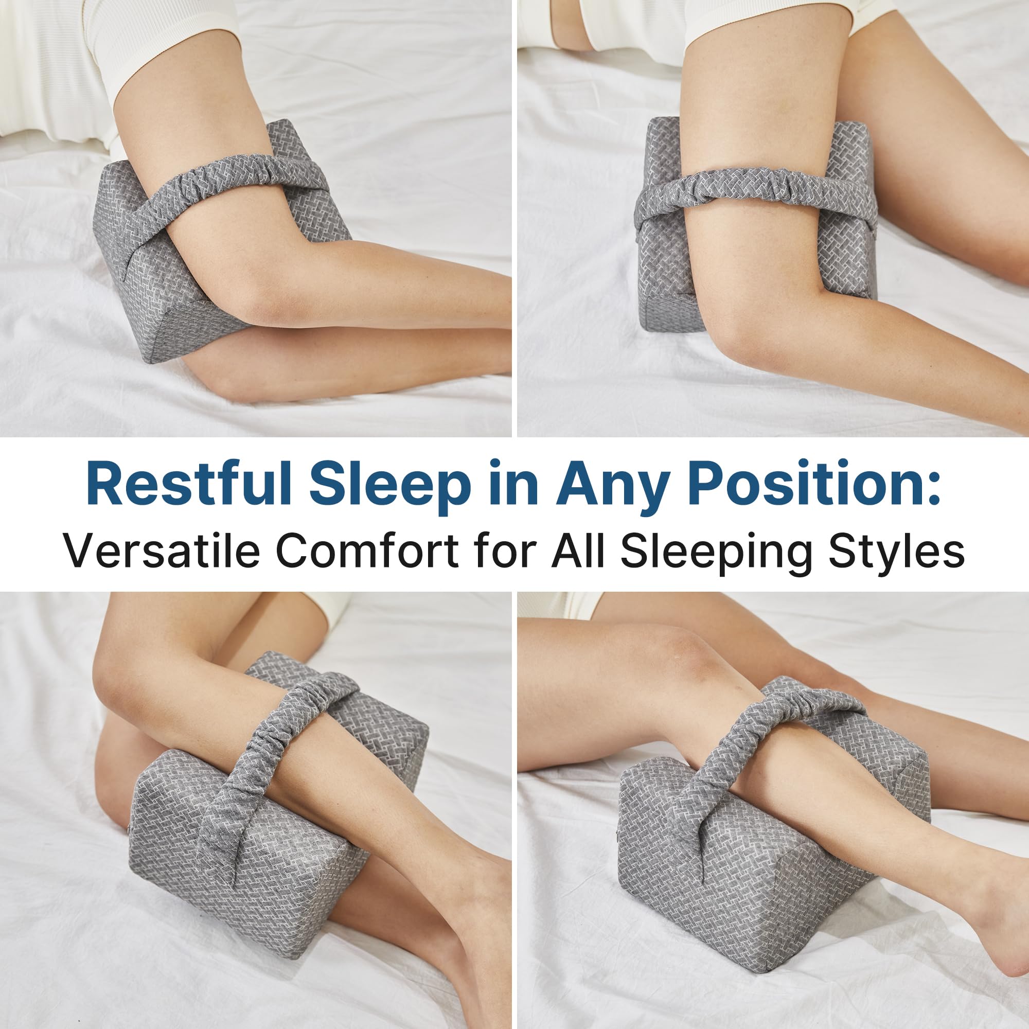 UJPFEO gray knee pillow blends with bedding while providing discreet support