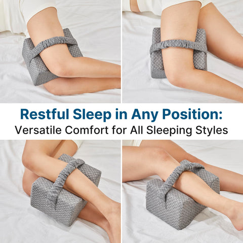 UJPFEO gray knee pillow blends with bedding while providing discreet support