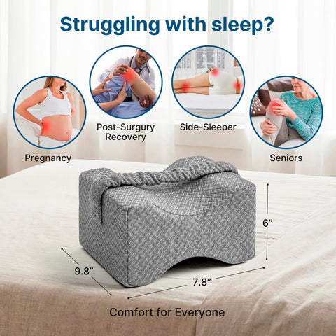 UJPFEO knee pillow with adjustable strap stays in place for all-night stability