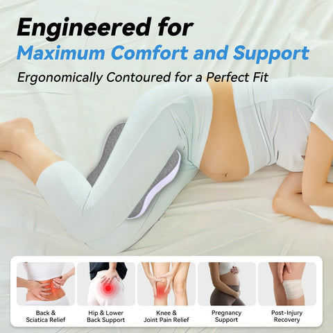 UJPFEO knee pillow with dual inner grooves reduces knee-to-knee contact for calmer nights