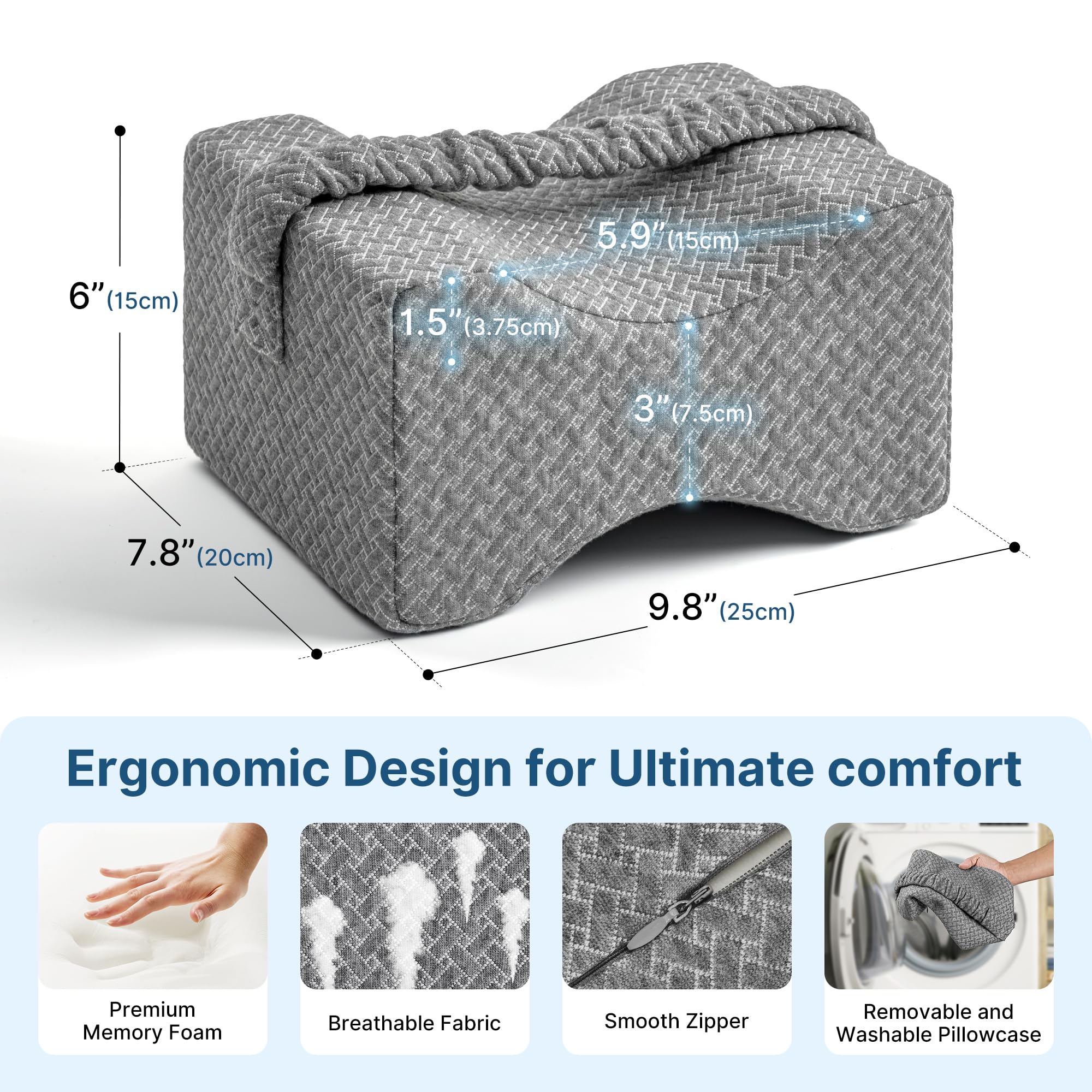 UJPFEO memory foam knee cushion contours to your legs for lasting comfort
