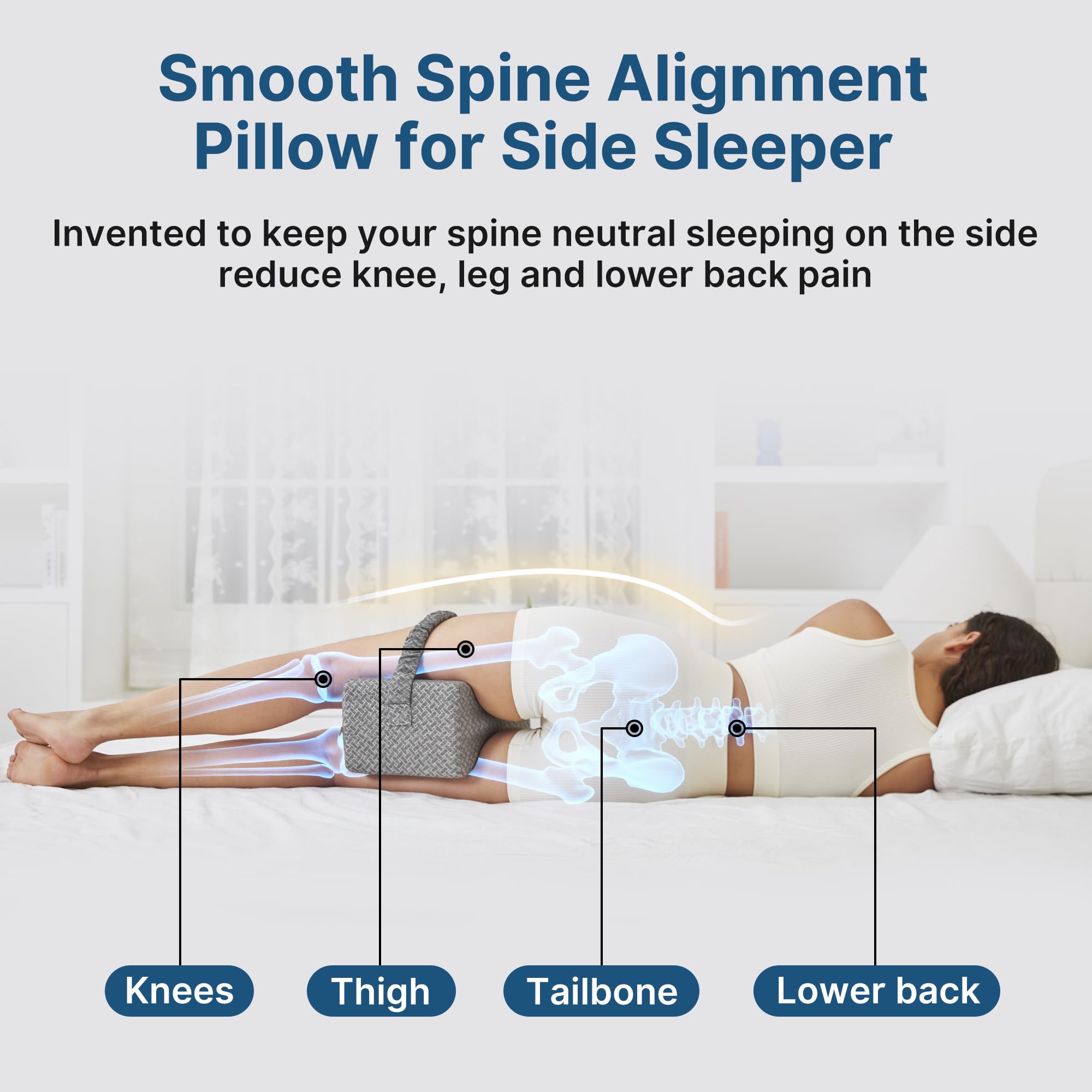 UJPFEO knee pillow helps side sleepers ease sciatic pressure during the night
