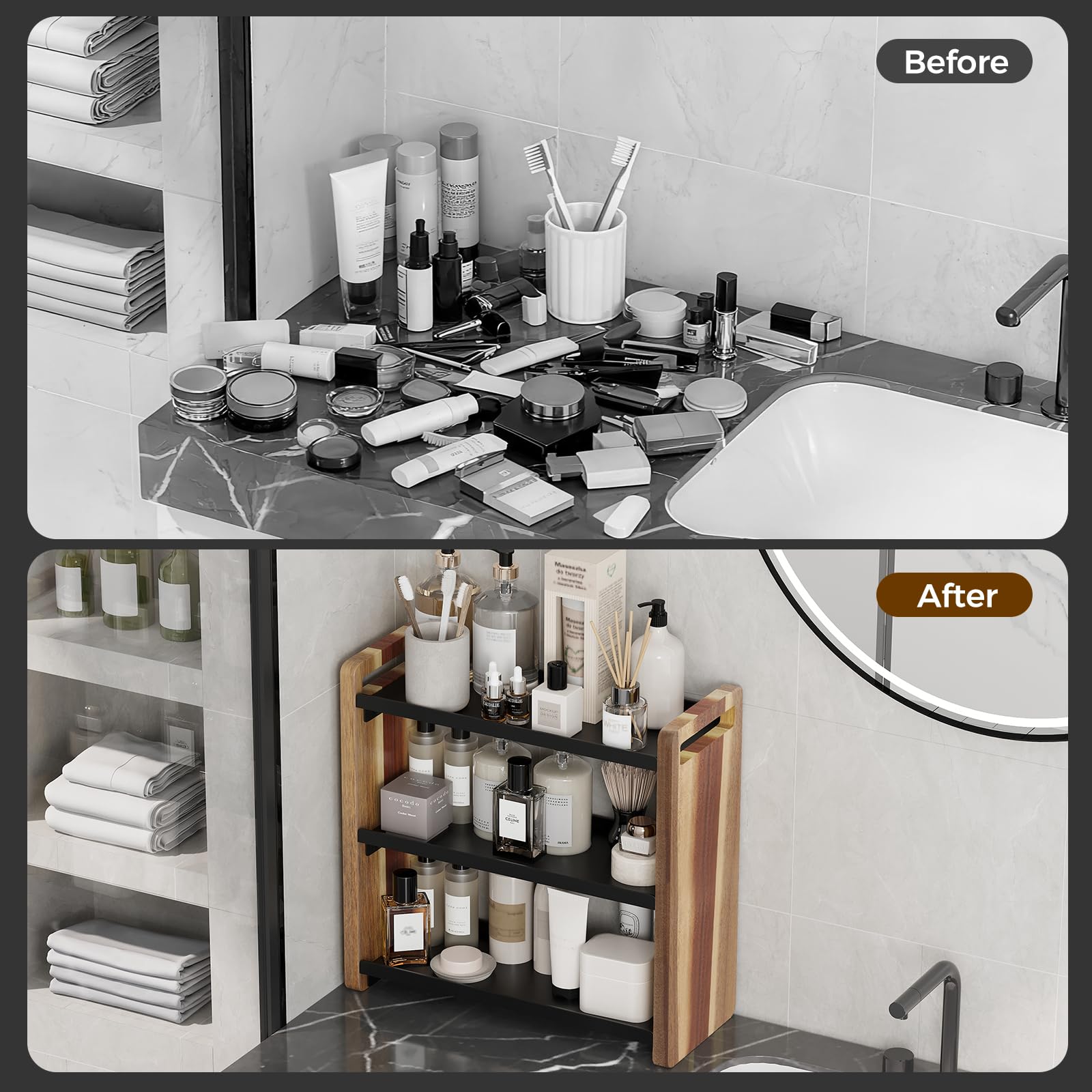 UJQSUN men's cologne organizer keeps bottles accessible and stylish.