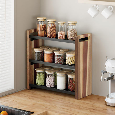UJQSUN kitchen cabinet organizer maximizes storage and order.