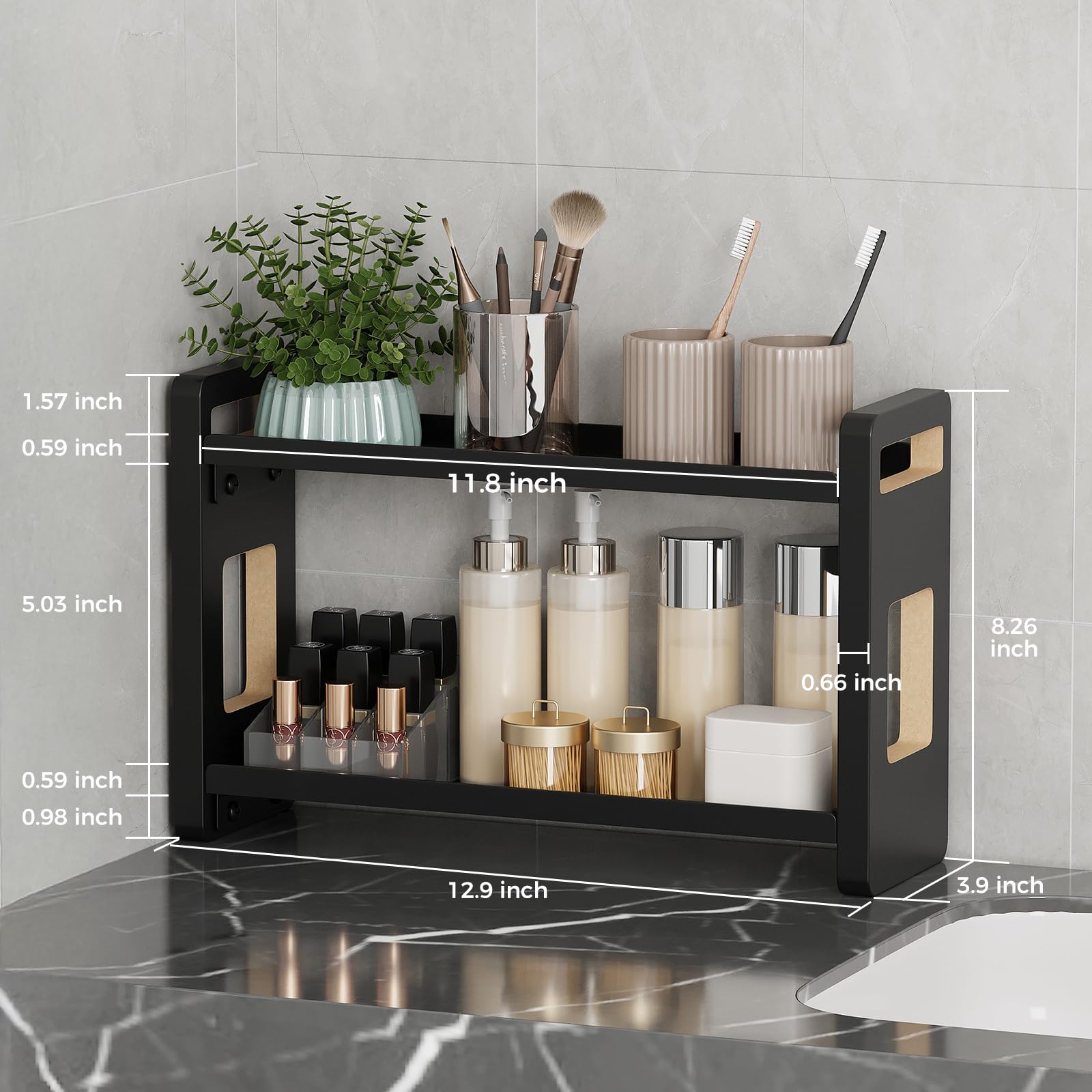 UJQSUN solid wood under-sink organizer showcasing durable construction