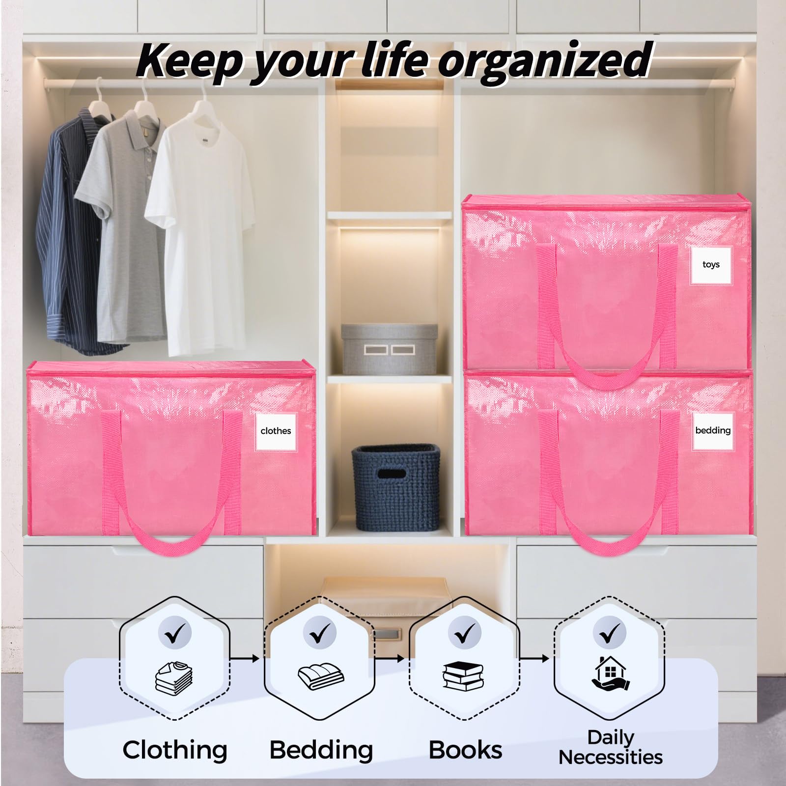 Ukeetap pink dorm storage bags organize college gear efficiently