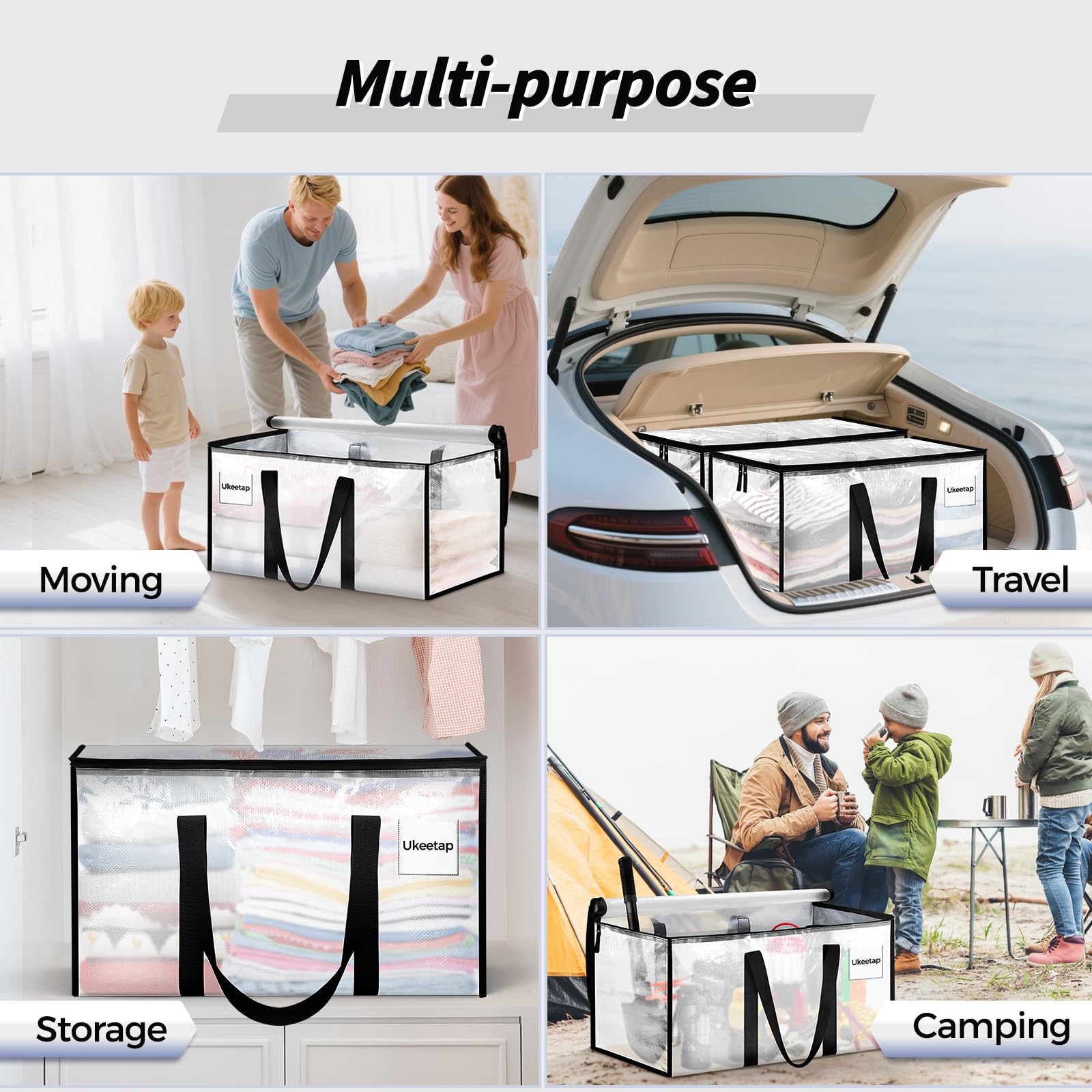 Ukeetap moving bags clear material with label pocket speeds organization.