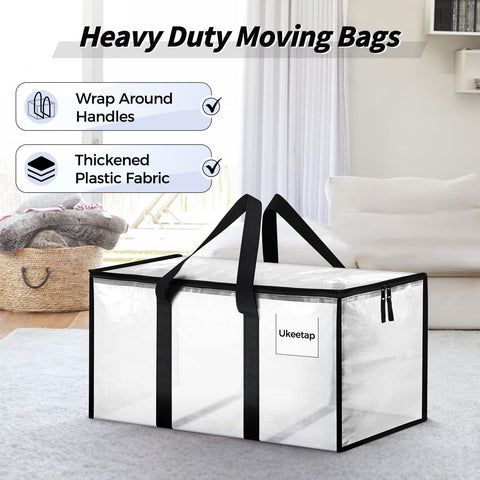 Ukeetap moving bags strong zippers ensure secure sealing during transit.