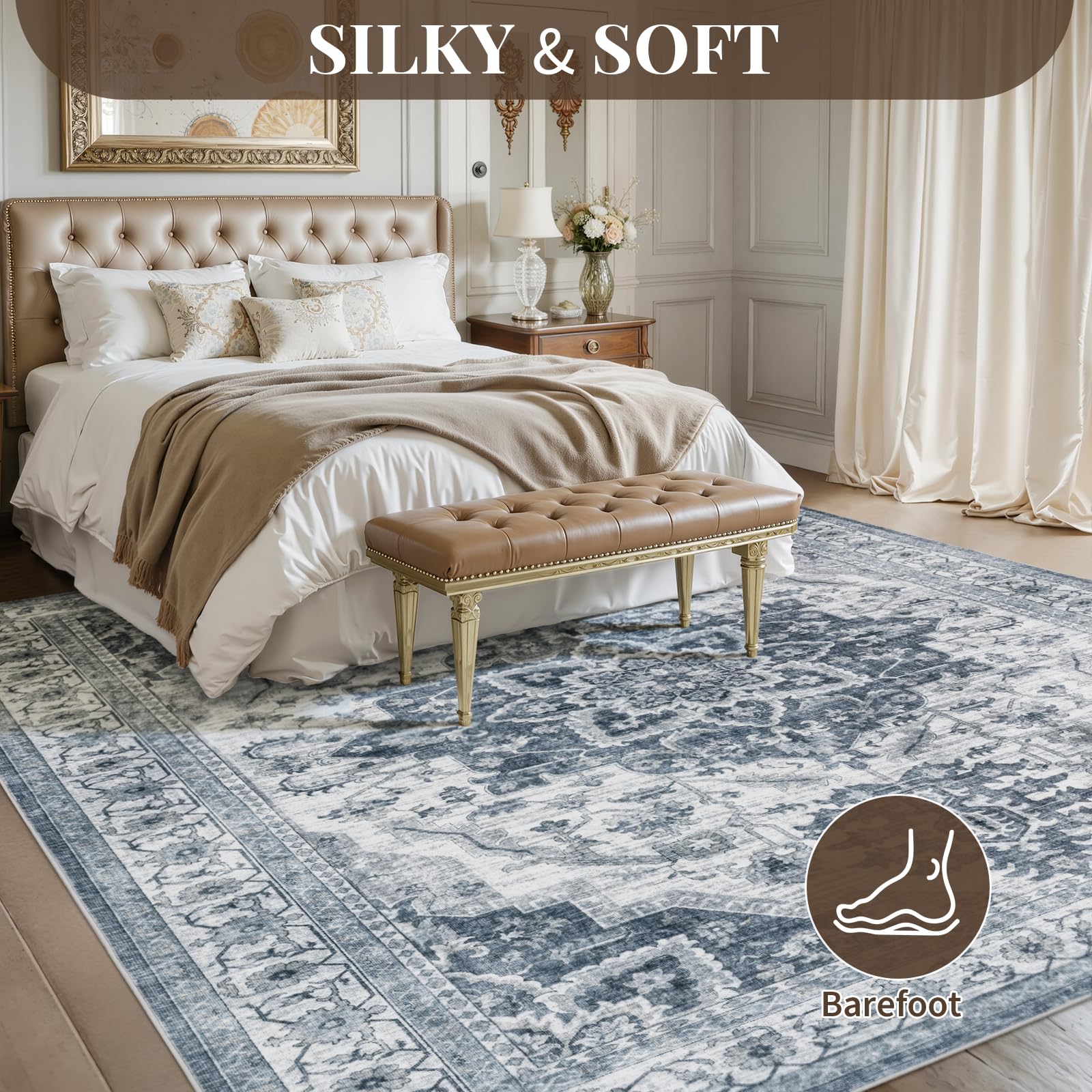 UKISS rug with non-slip backing keeps floors stable during daily activity