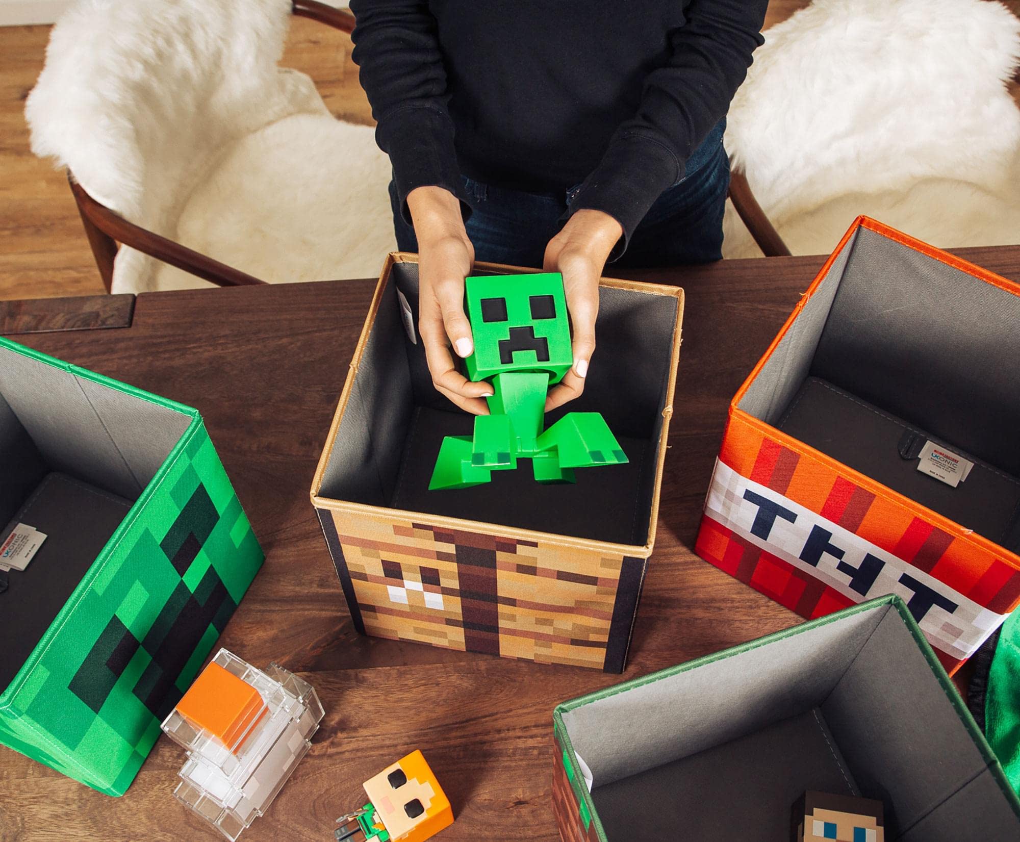 Ukonic Minecraft Grass Block storage bin for shelves