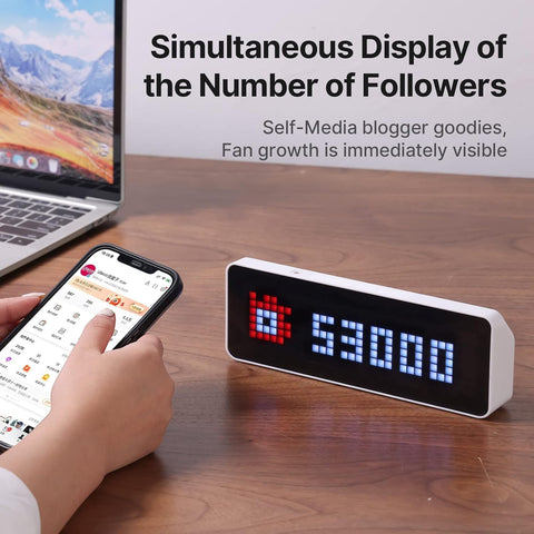 ULANZI TC001 RGB LED screen provides bright programmable visuals.
