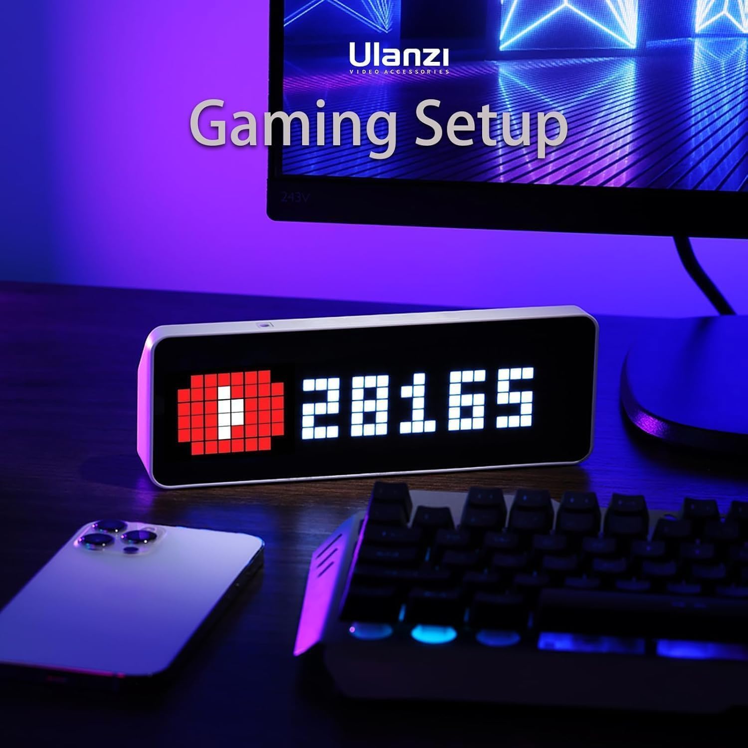 ULANZI TC001 social counter shows follower counts to inspire content ideas.