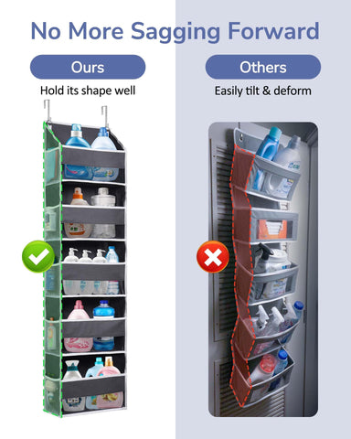 ULG door organizer shows ten mesh pockets for small items like chargers