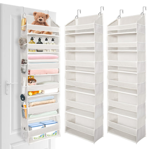 ULG over-the-door organizer front view with six pockets in beige for organized storage