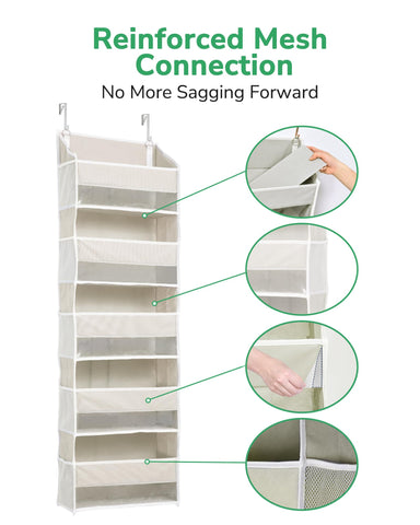 ULG over door organizer hanging installation demonstrates door-friendly design.