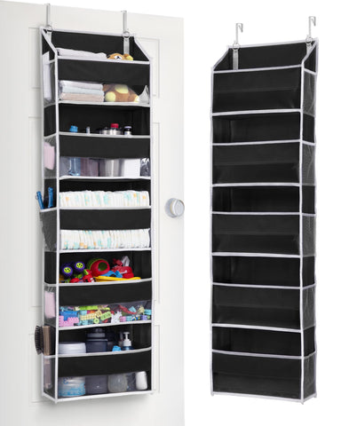 ULG over-the-door organizer with five shelves keeping clothes neatly organized behind a door