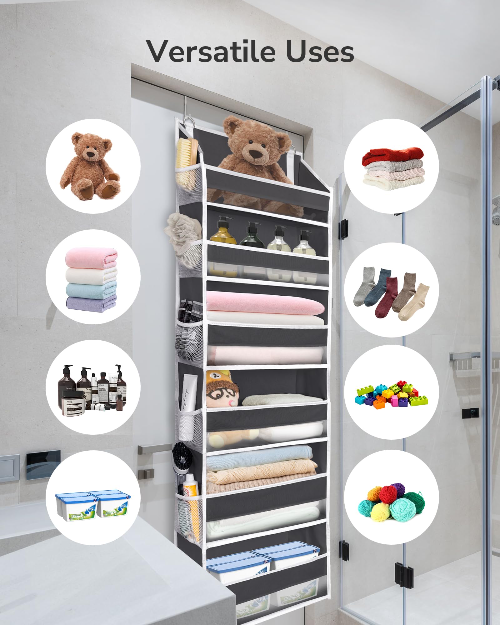 ULG over-the-door organizer ideal for bedrooms, bathrooms, pantries.