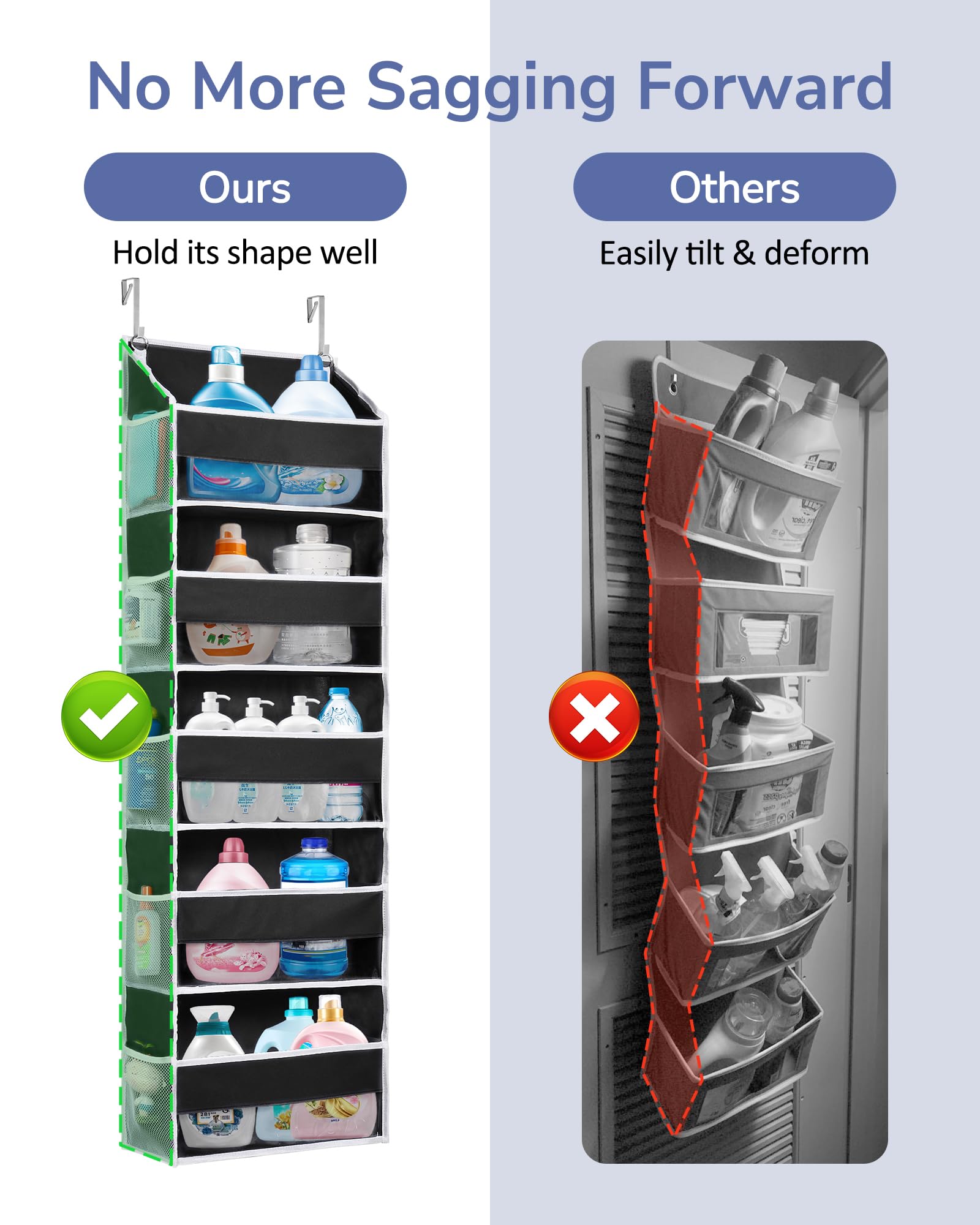 ULG bedroom/nursery setup using behind-the-door organizer for toys and toiletries