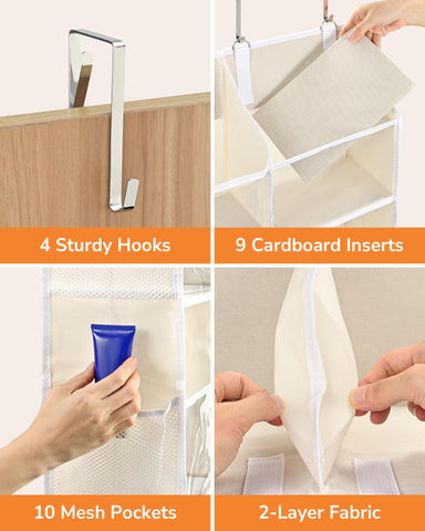 ULG Over-the-Door Organizer on a door demonstrates tool-free installation.