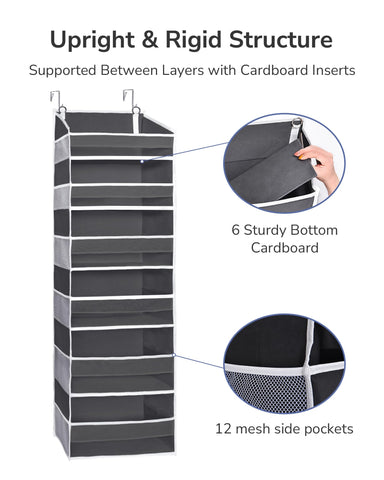 ULG over-the-door organizer durable non-woven fabric maintains shape.