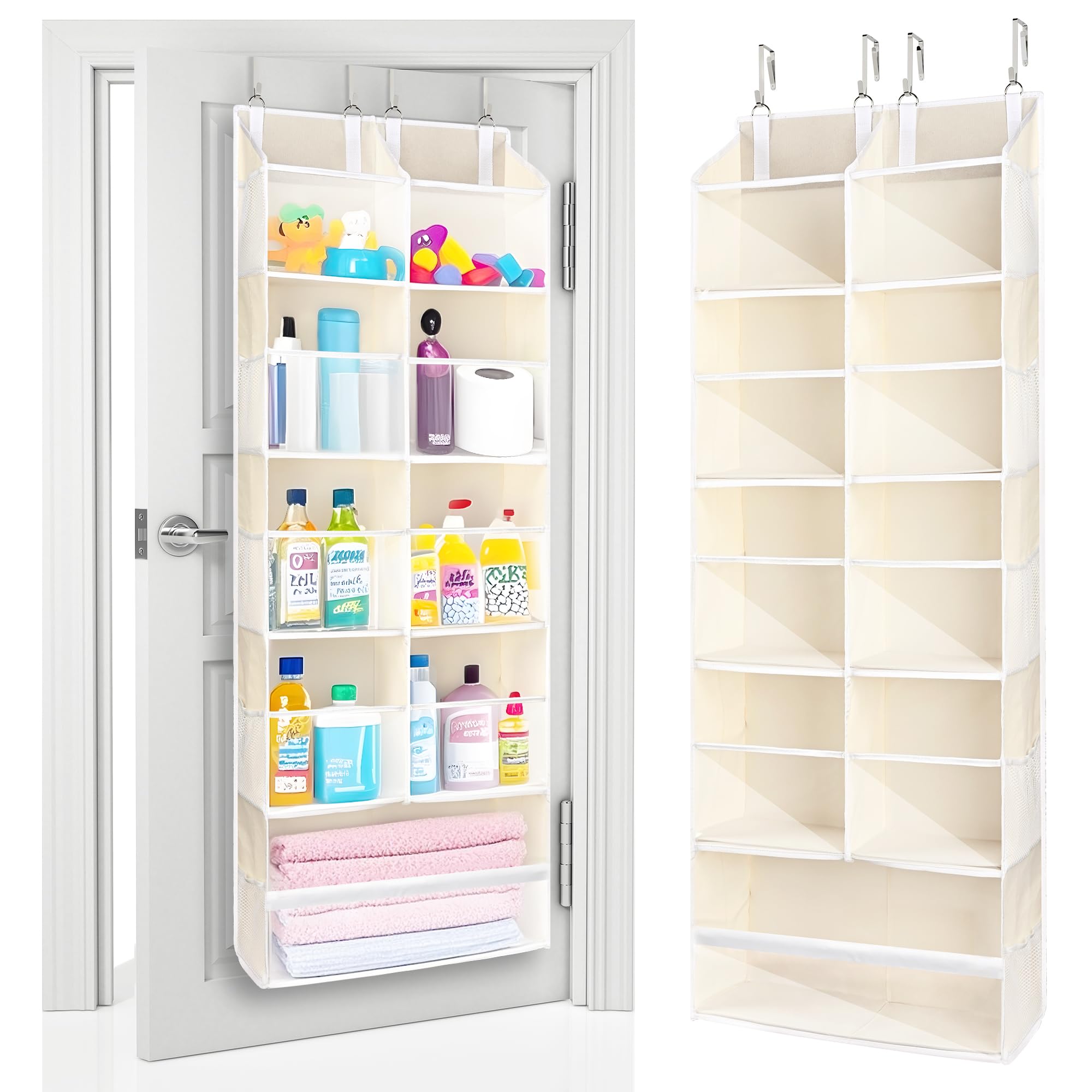 ULG Over-the-Door Organizer close-up shows the five-tier system for organized entryway storage.