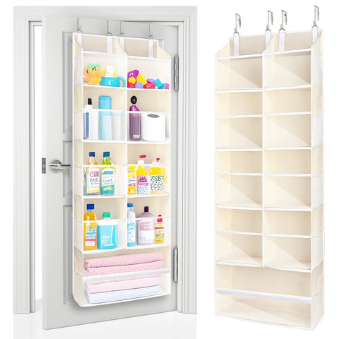 ULG Over-the-Door Organizer close-up shows the five-tier system for organized entryway storage.