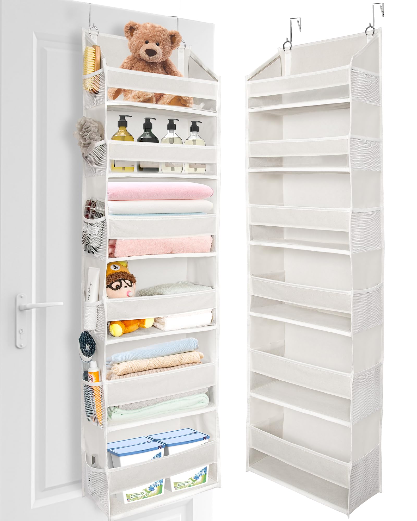 ULG over-the-door organizer front view shows spacious pockets for clutter-free storage.