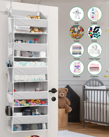 ULG over-the-door organizer light gray visible window helps locate contents quickly.