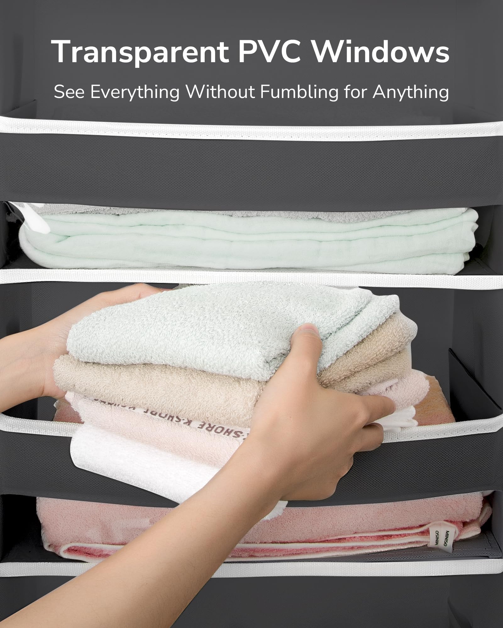 ULG over-the-door organizer PVC window lets you see contents at a glance.