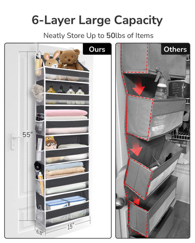 ULG over-the-door organizer side pockets with mesh for small items.