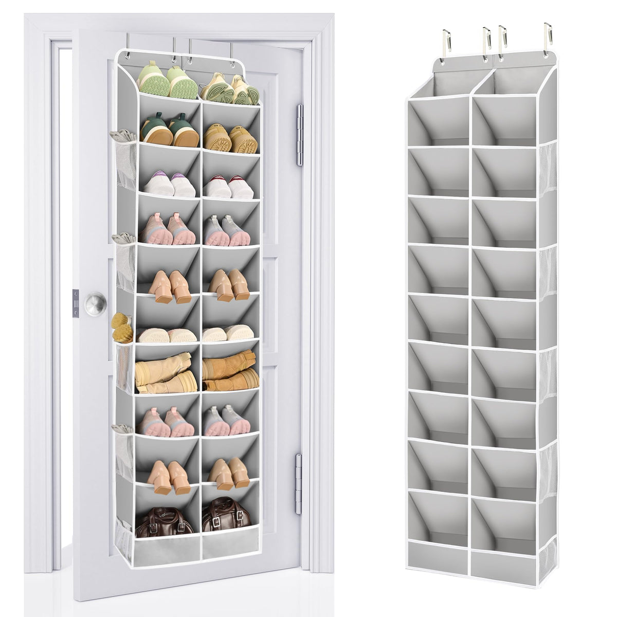 ULG over-the-door shoe organizer in black with deep pockets for clutter-free storage