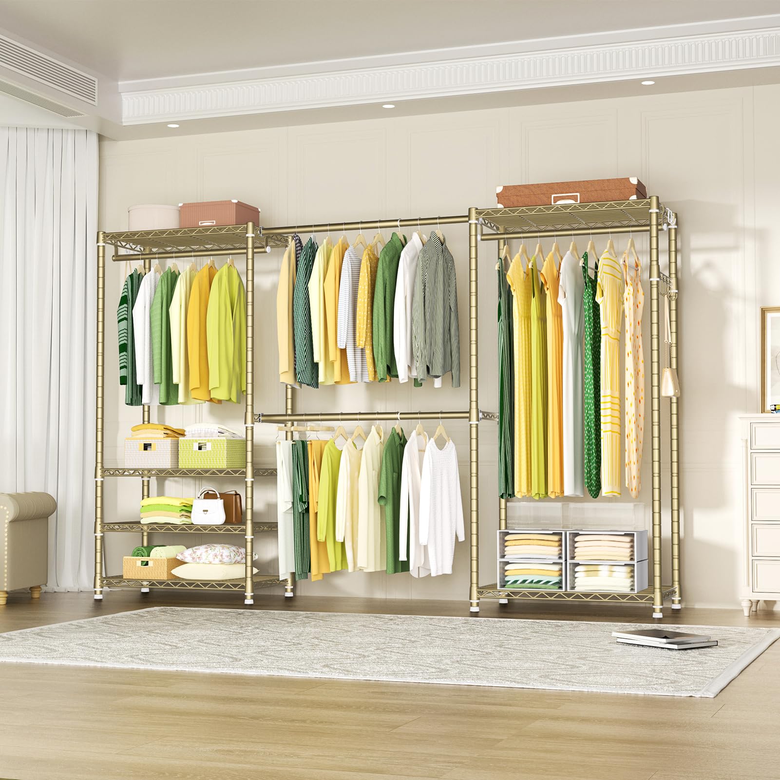 Ulif E1 scene with long hanging rod accommodates suits and coats efficiently