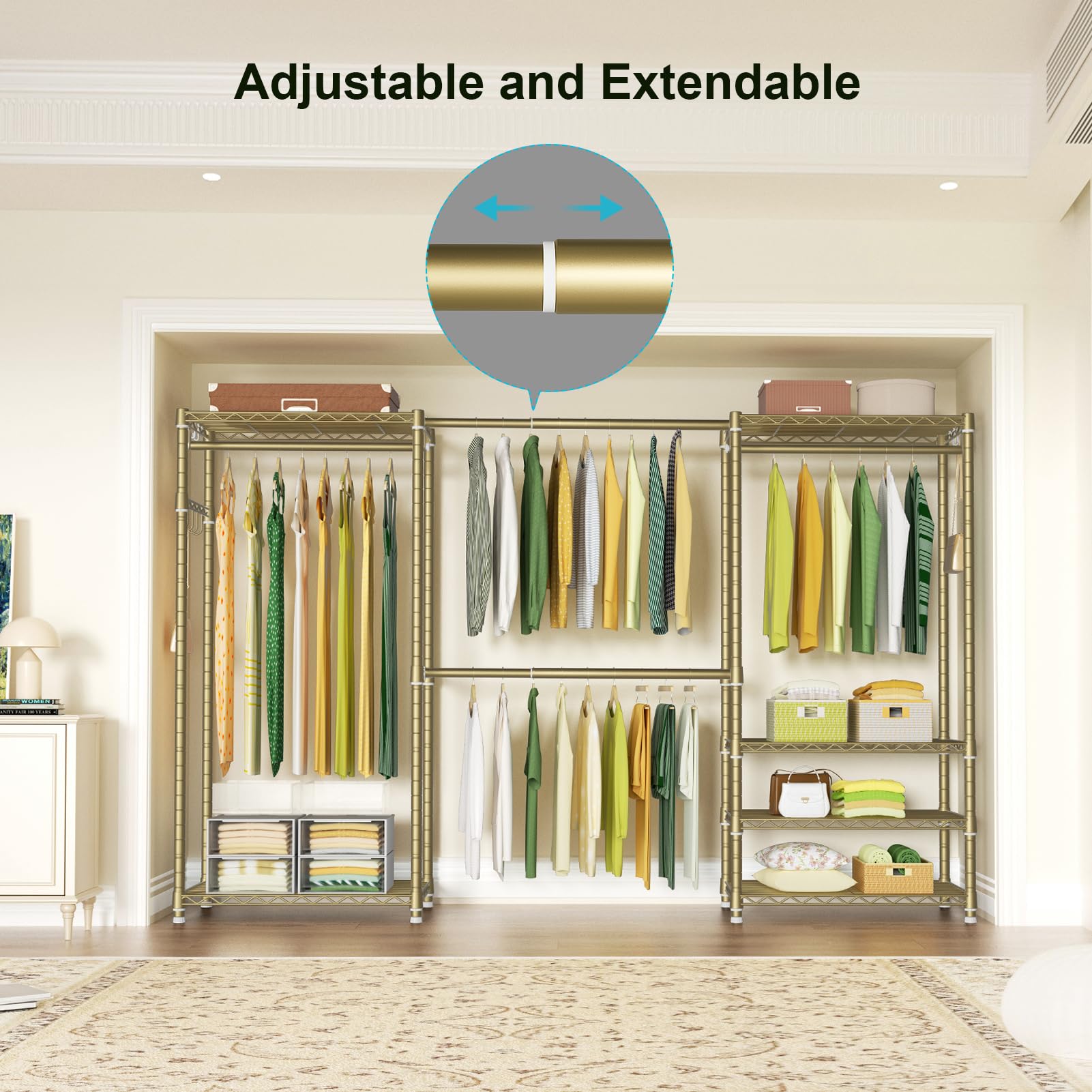 Ulif E1 six-shelf layout maximizes apparel storage and box organization