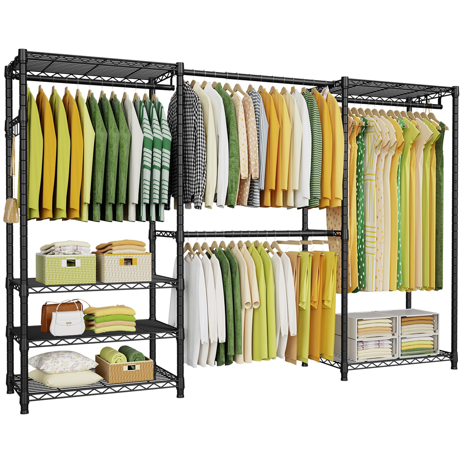 Ulif E1 heavy-duty rack front view showing sturdy construction for organized garments